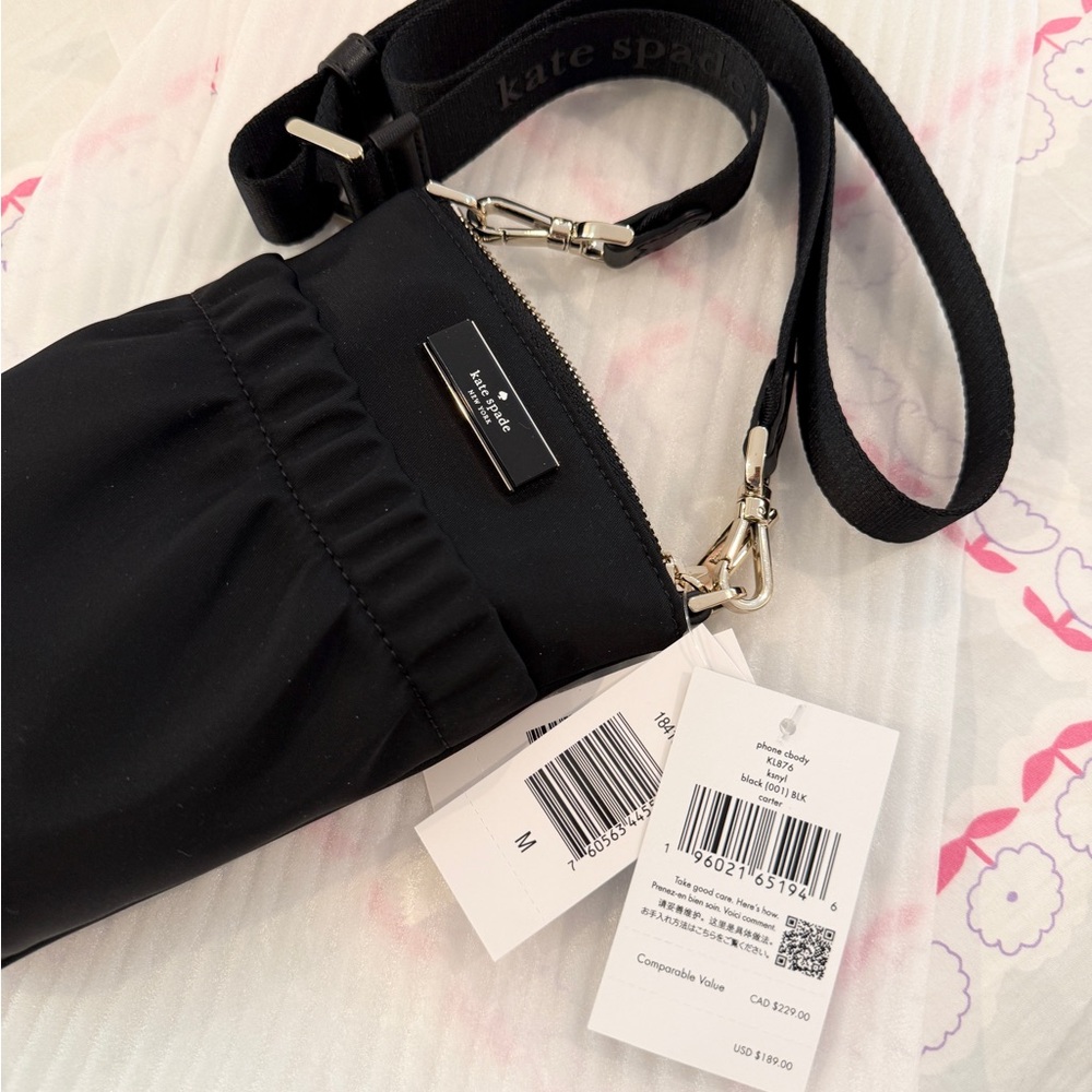 Kate Spade Black Nylon Crossbody Phone Bag